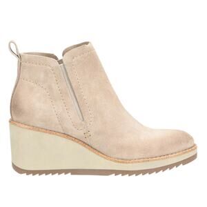 Sofft Womens Emeree Boots Size 6.5 Cream Suede Leather Wedge Heel NWOB